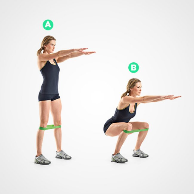 1 BODY WEIGHT SQUAT WITH KNEE PRESS OUT